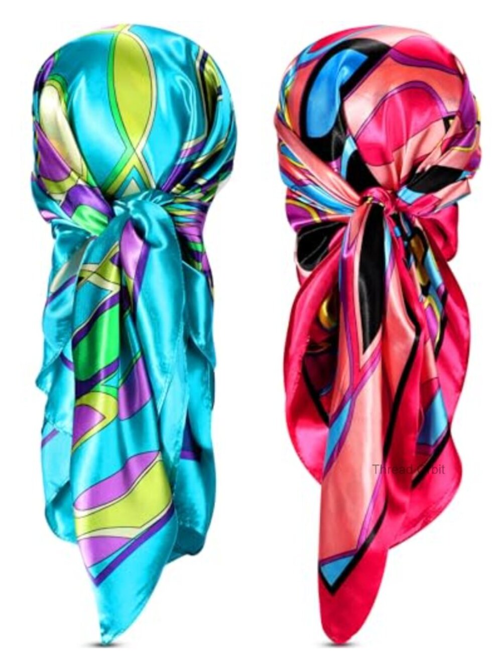 2 Pack Large Square Silky Satin Head Scarf Sleep Hair Wrap Bandana
